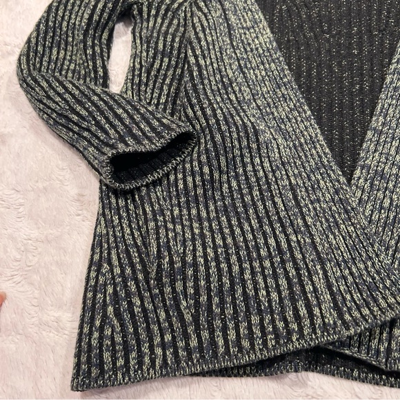Lululemon Olive & Black Heavy Cotton-Wool-Cashmere-Blend Sweater Cardigan Wrap - Picture 11 of 12